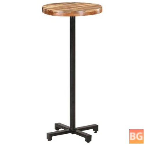 Round Bar Table with Wood Base and Acacia Wood Top