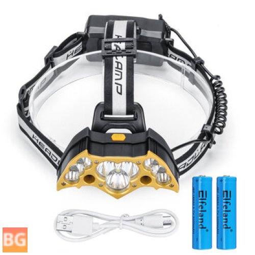 Elfeland Rechargeable Headlamp - 5000LM for Camping, Hunting, Cycling