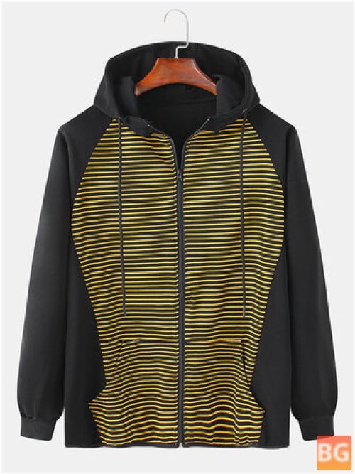 Cotton Striped Hoodie with Contrast Stripes