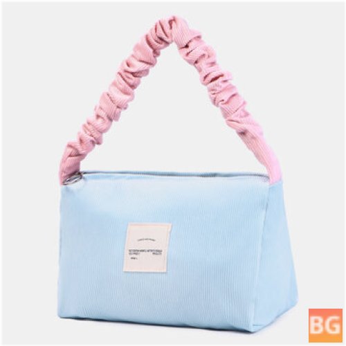 Women's Candy Color Corduroy Letter Patch Tote Bag - Large Capacity - Soft Zipper - Shoulder Bag