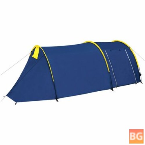 Waterproof Tunnel Tent for Camping/Hiking, 2-4 Person, Fibreglass Poles, Blue/Yellow