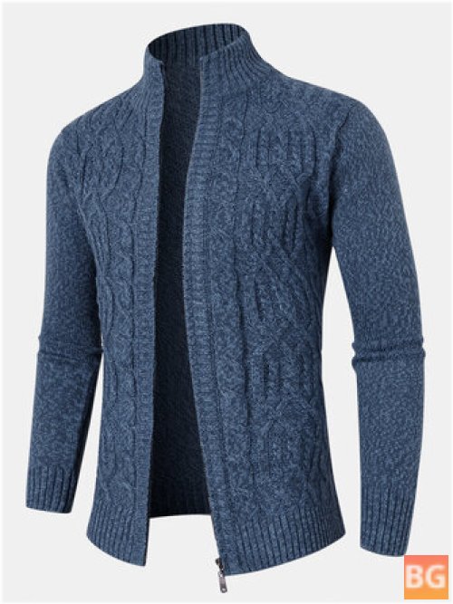Mens Cable Knitted Sweater Cardigan
