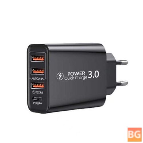 30W 4-Port USB PD Charger with Fast Charging for Multiple Devices