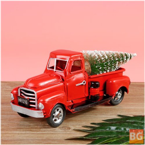 Christmas Metal Car Antique Red Truck Model - Party Decorations