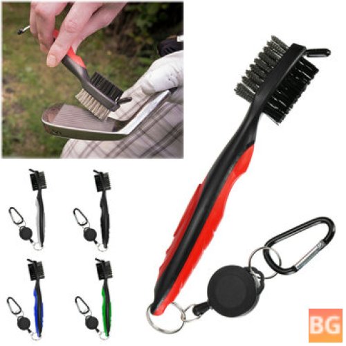 Golf Club Cleaner - Wedge-shaped brush with retractable handle