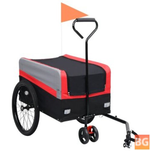 XXL 2-in-1 Bike Trailer Trolley - Red, Gray, and Black