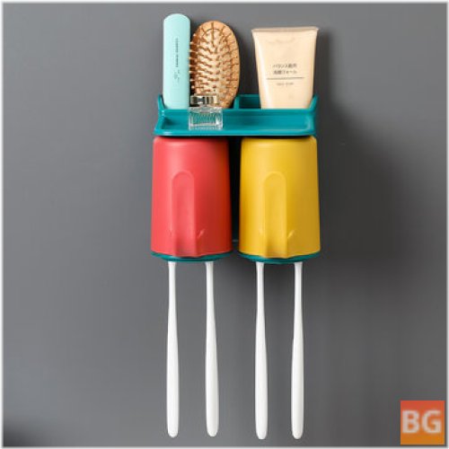 Tubular Toothbrush Rack - Wall Mounted Toothbrush Receptacle Rack Toothpaste Extruder