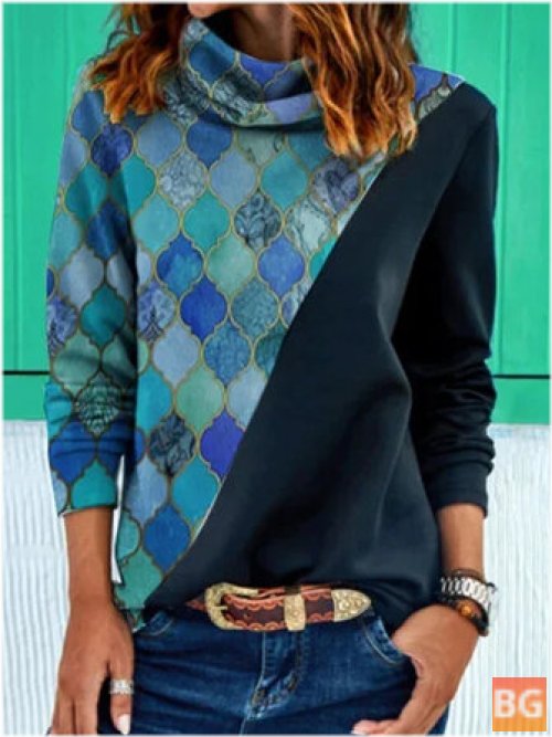 Women's Geometry Graphic Patchwork Ethnic Style Heaps Collar Sweatshirts