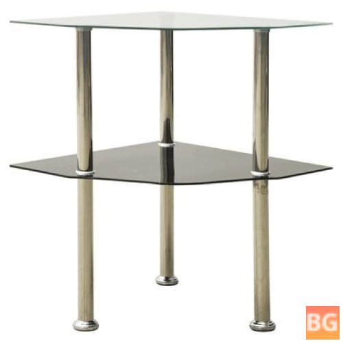 Black Side Table with Two Tiers - 15