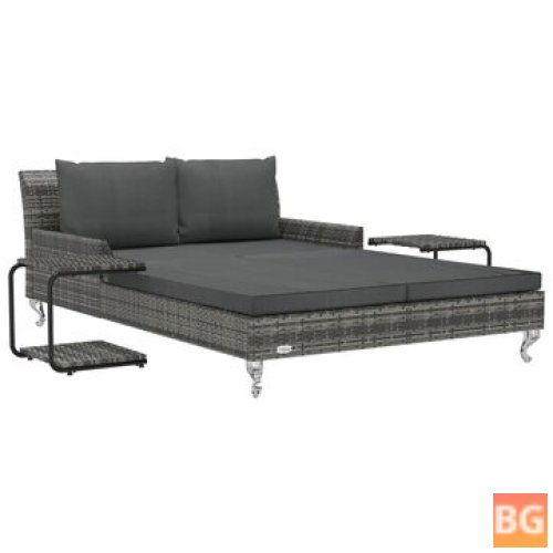 Garden Sun Bed with Cushions - Gray