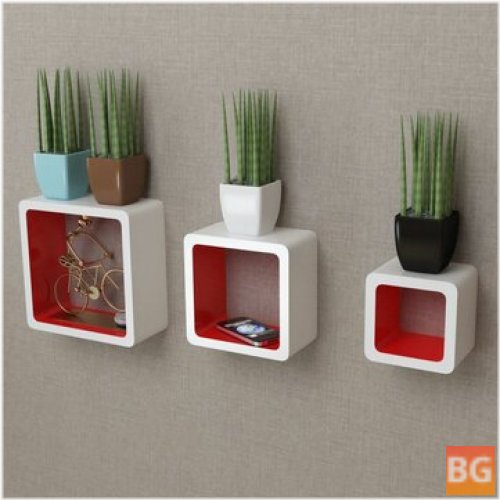 Bookshelf Cube with Floating White and Red MDF