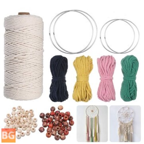 Beginner's Macrame Kit with Natural Rope, Rings, Beads, and Colorful Cotton Rope for Plant Hangers and Crafts