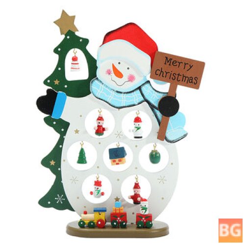 Wooden Christmas Snowman Ornament - Desktop Decoration - Gift for Children Home Office