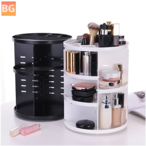 360-Degree Rotating Cosmetic Storage Box with Display for Makeup Organizer