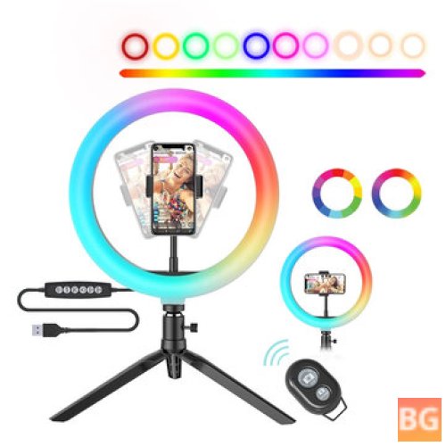 BLITZWOLF BW-SL5 10 Inch RGB LED Ring Light with Tripod Holder - Dimmable Selfie Ring Lamp for Living Photographic Light