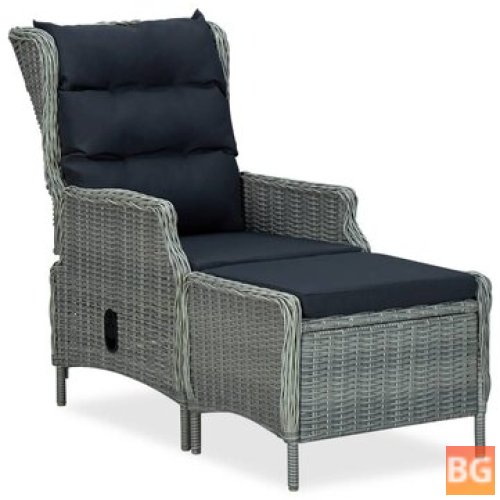 Garden Chair with Footstool - Poly Rattan