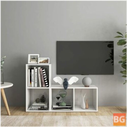 TV Cabinet - 2 pcs High Gloss White