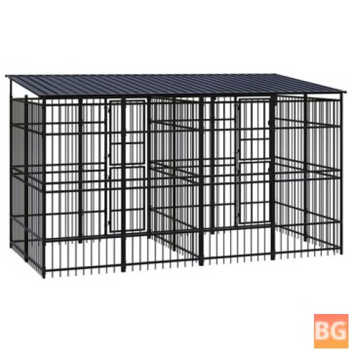 Outdoor Dog Kennel with Roof Steel 84.3 ft²