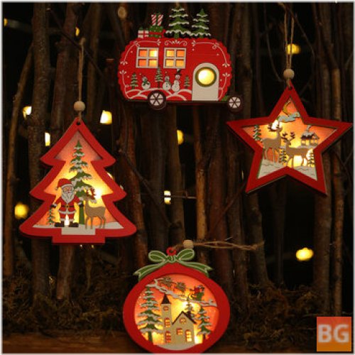 Hollow Wooden Christmas Ornaments with Light -Small Tree Ornaments