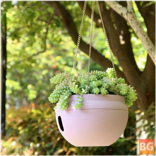 Hanging Flowers in a Plastic Planter