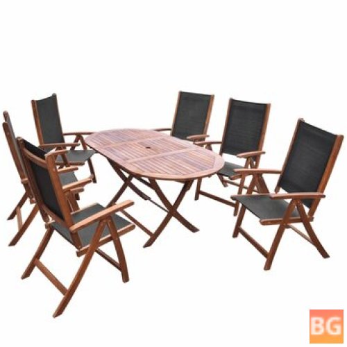 Set of 7 Outdoor Dining Chairs with Solid Wood Base