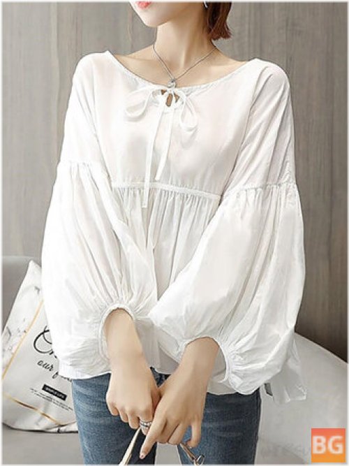 Knotted Puff Sleeve Blouse