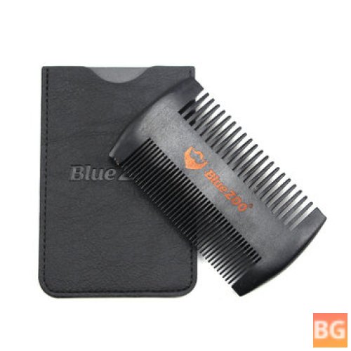 Beard Care Comb for Men with a Wood Beard and PU Leather Bag