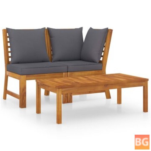 Garden Lounge Set with Dark Gray Cushion and Solid Acacia Wood