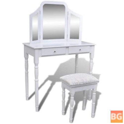 Dressing Table with Drawers, Mirror, and Stool White