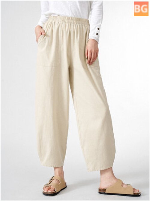 Women's Solid Elastic Waist Pants