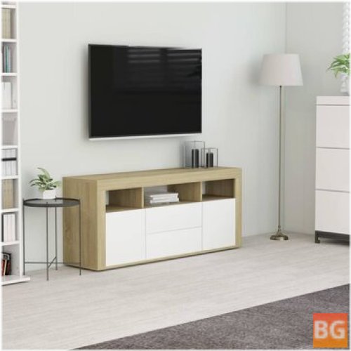 TV Cabinet - White and Sonoma Oak 47.2