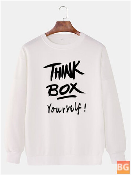 THINK BOX Letter Print Cotton T-Shirts for Men