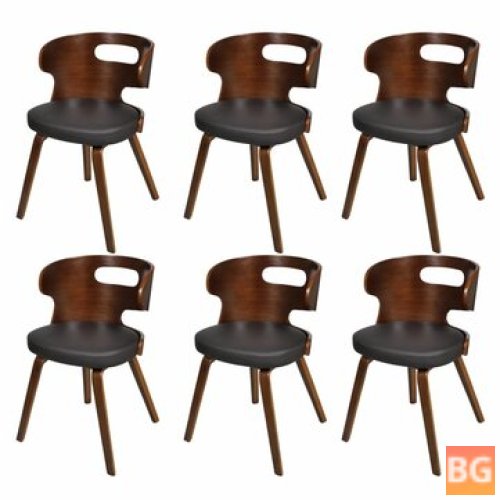 Dining room chairs 6 pcs faux leather brown