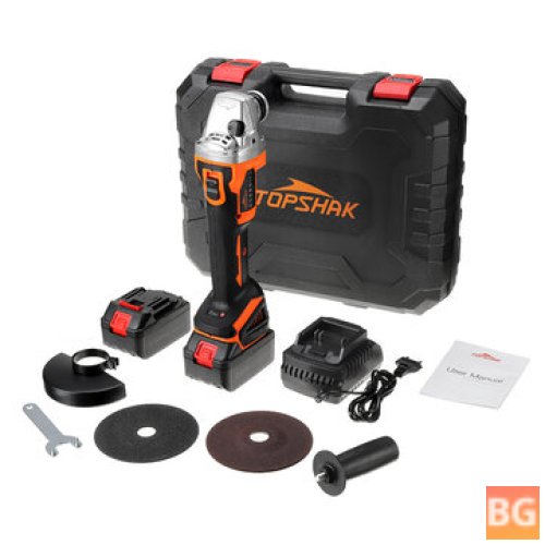 Topshak TS-AG2 Brushless Cordless Angle Grinder - 125mm Electric Angle Grinder Cutter - High Power - With 2*4.0A.h Batteries For Cutting Polishing Grinding Also For Makita 18V Battery
