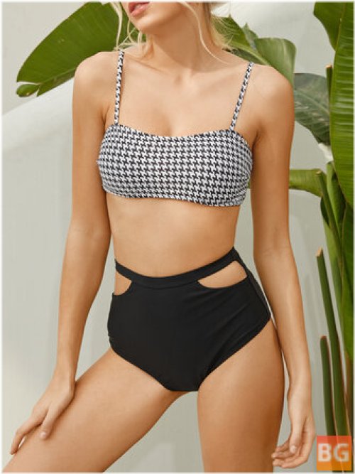 Beach Bikini Panty with Hollow Out Waist and Hi-Rise Legs - Women's
