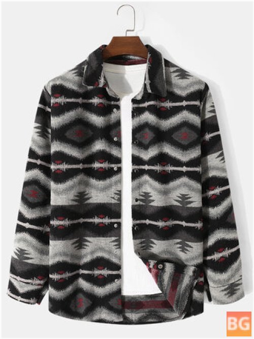 Woolen Geometric Button Pattern Jackets for Men