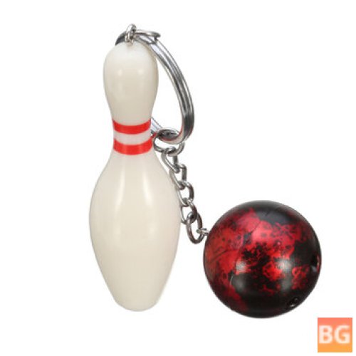 Bowling Pin and Ball Keychain - Keyfob