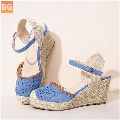 Women's Espadrilles with Cutout Ankle Strap and Casual Wedge