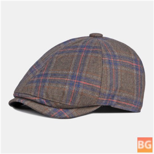 British Newsboy Hat with Colored Plaid Curves
