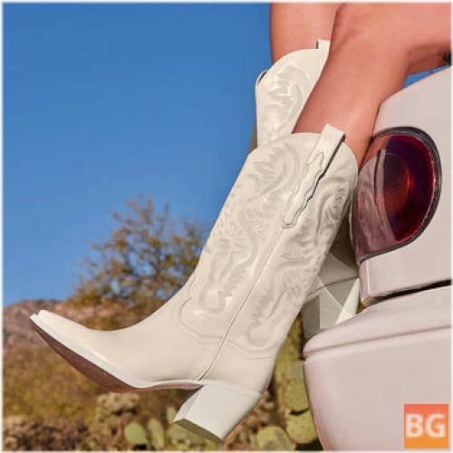 Retro Women's Floral Heeled Cowboy Boots