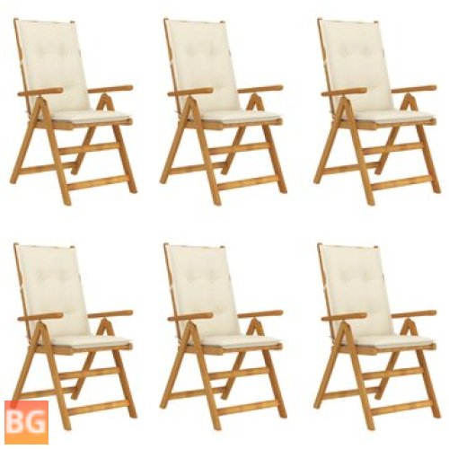 6-Piece Garden Chairs with Cushions - Solid Acacia Wood