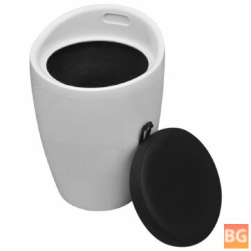 White and Black Faux Leather Stool