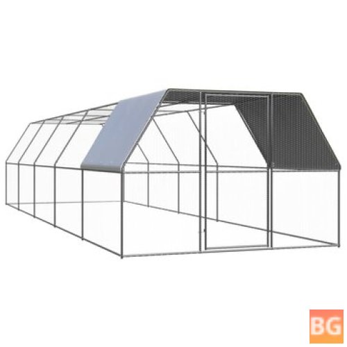 Outdoor Chicken Cage - 9.8'x32.8'x6.6' - Galvanized Steel