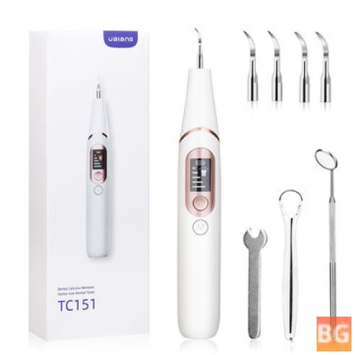 Teeth Scaler with LED Light - 10 Minutes Timing - Tartar Remover for Adults - 5 Modes - Oral Care - Deep Clean Suit - Home with 4 Replacement Heads