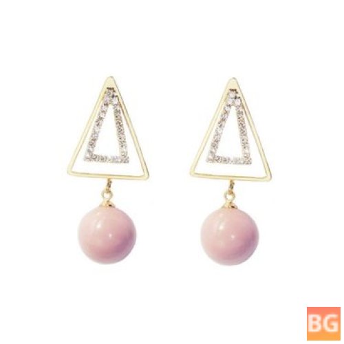 Gold Earrings for Women - Triangle Earrings with Pearls