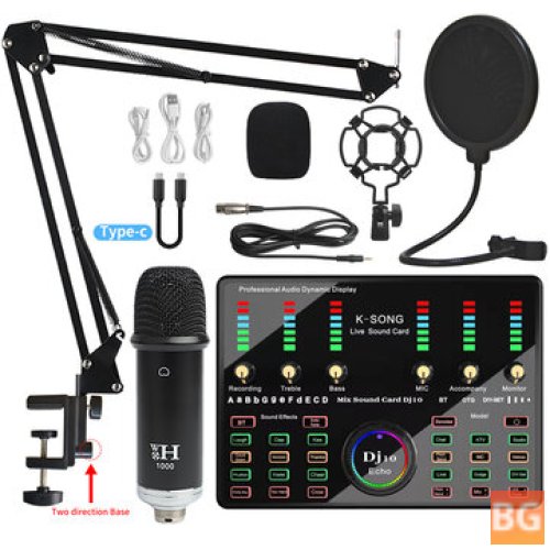 DJ10 Mic Kit for Singing, Recording, and Karaoke with Sound Card