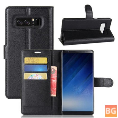 Litchi Wallet - Flip PU Leather Cover for Samsung Galaxy Note 8