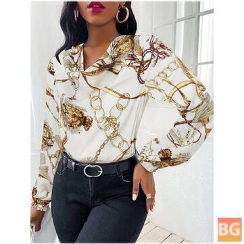 Long Sleeve Blouse with Chain Print