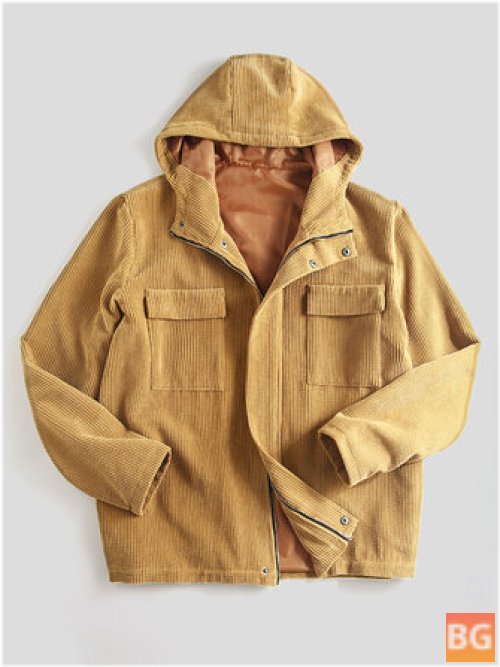 Vintage Cotton Hooded Practical Pockets Jacket