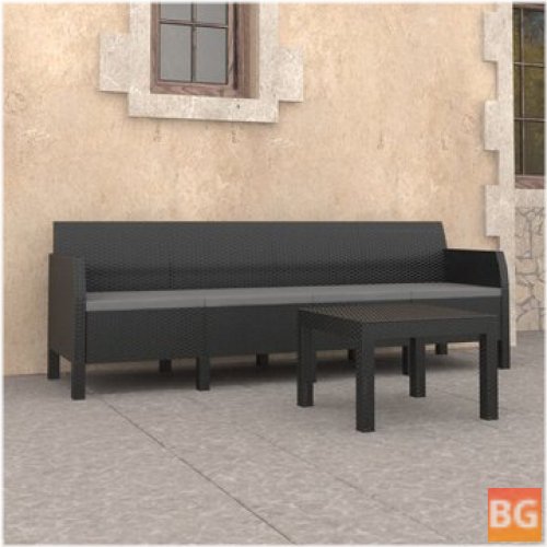 Garden Lounge Set with Cushions - Anthracite